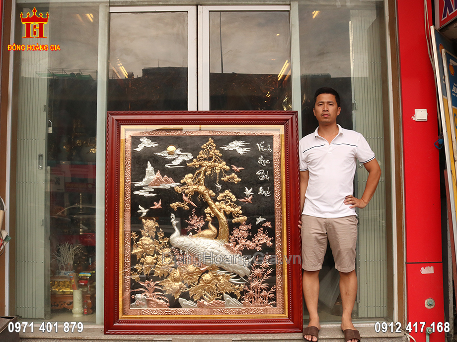 Bức tranh Vinh Hoa Phú Quý khổ đứng mạ tam khí tuyệt đẹp
