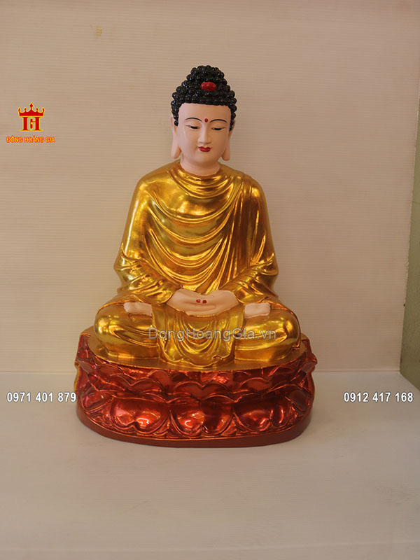 Tượng đức Phật bằng đồng sơn son thiếp vàng