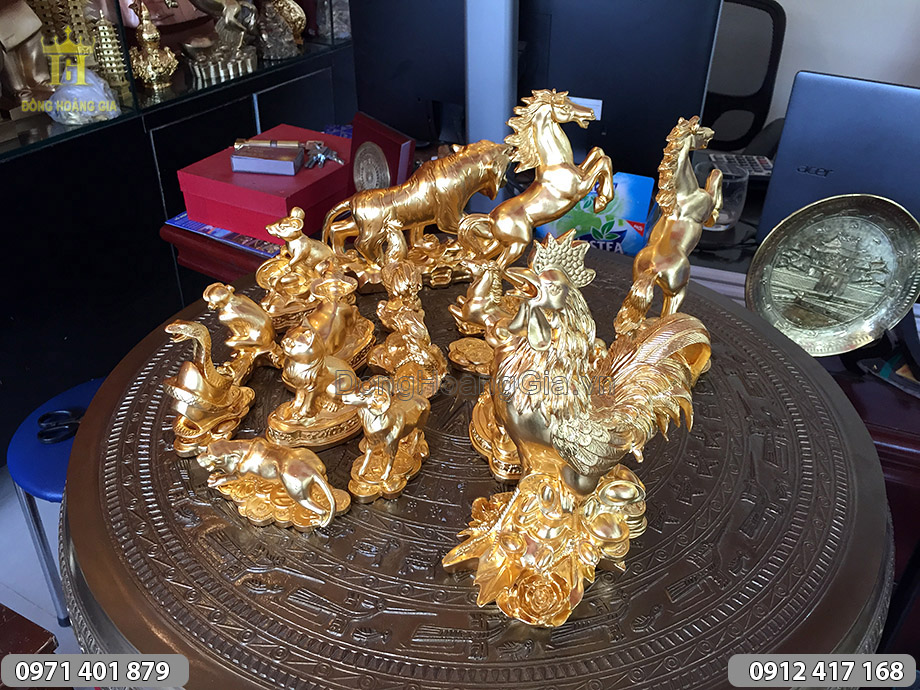 Bán tượng đồng các con vật - linh vật dát vàng tại Hà Nội