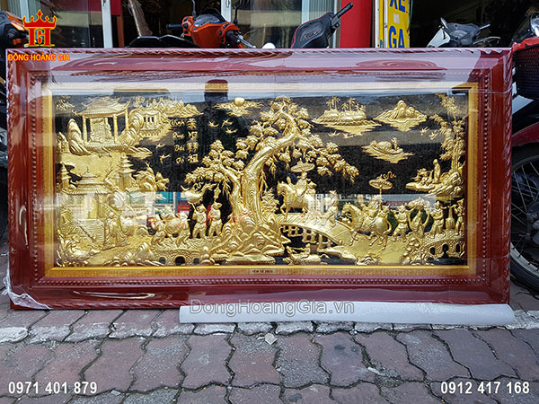 Tranh Đồng Vinh Quy Bái Tổ Dát Vàng 9999 1M55