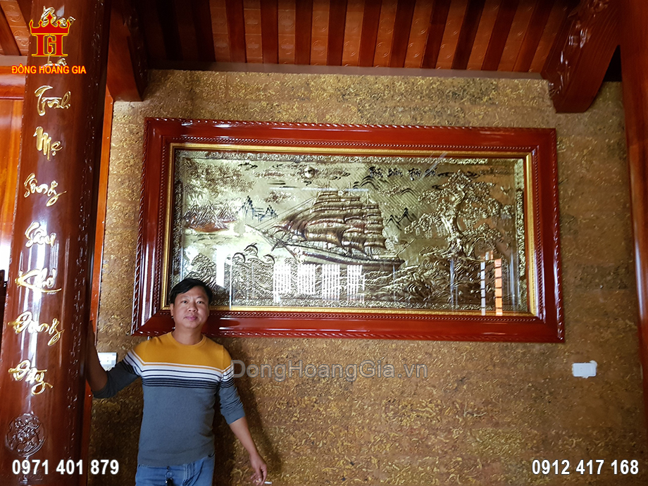 Tranh Thuận Buồm Xuôi Gió Đồng Vàng Xước Giả Cổ 2M3