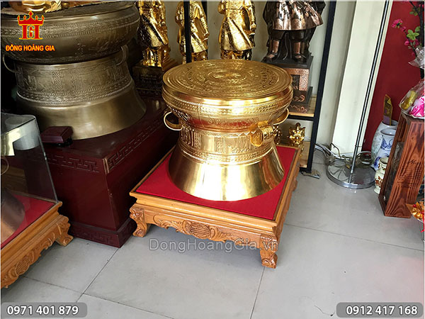 Trống Đồng Việt Nam Thiếp Vàng đường kính 40cm