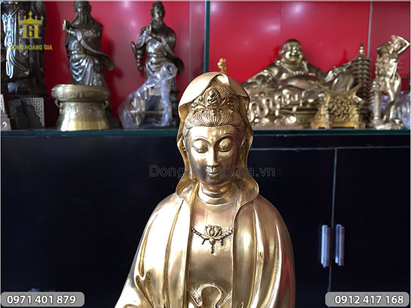 Tượng đồng Phật Bà Quan Âm cao 40cm
