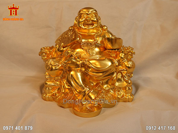 Tượng đồng Phật Di Lặc ngồi dát vàng 24K
