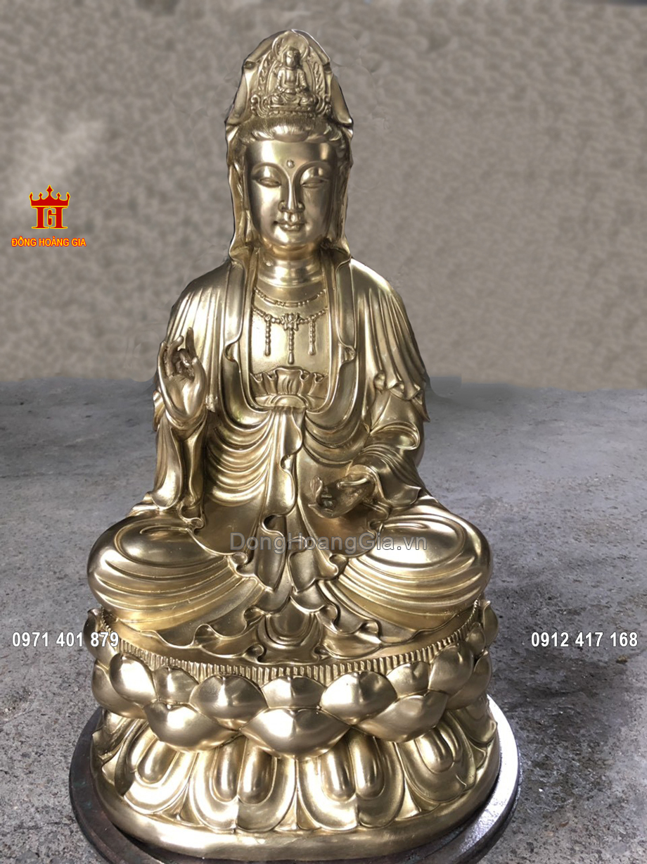 Tượng Phật Bà Quan Âm Bằng Đồng Vàng