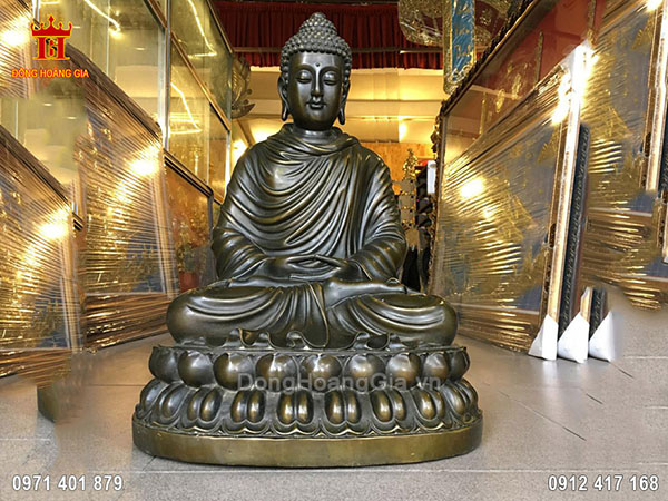 Tượng Phật Bổn Sư Màu Giả Cổ 50Cm