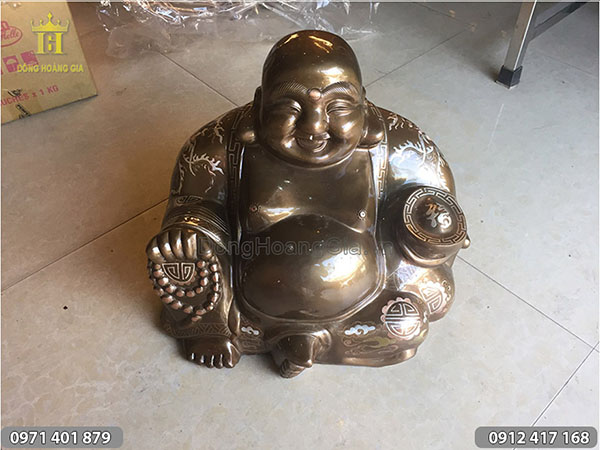 Tượng Phật Di Lặc khảm bạc kích thước 30cm