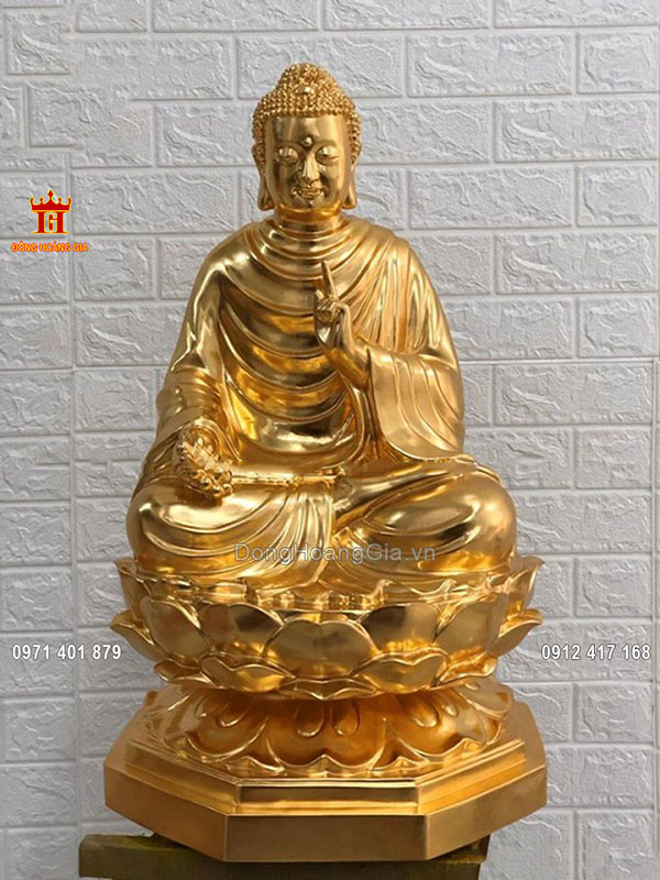 Tượng Phật Thích Ca bằng đồng dát vàng 9999 cao 77cm