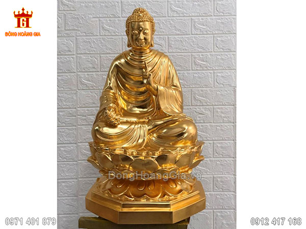 Tượng Phật Thích Ca bằng đồng dát vàng 9999